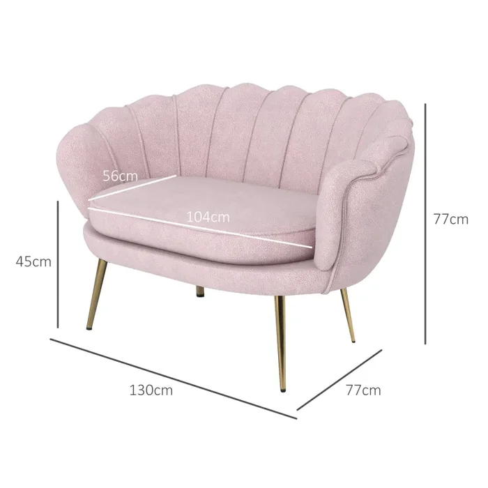 Divano 2 Posti 130x77x77 cm in Velluto Rosa - immagine 3