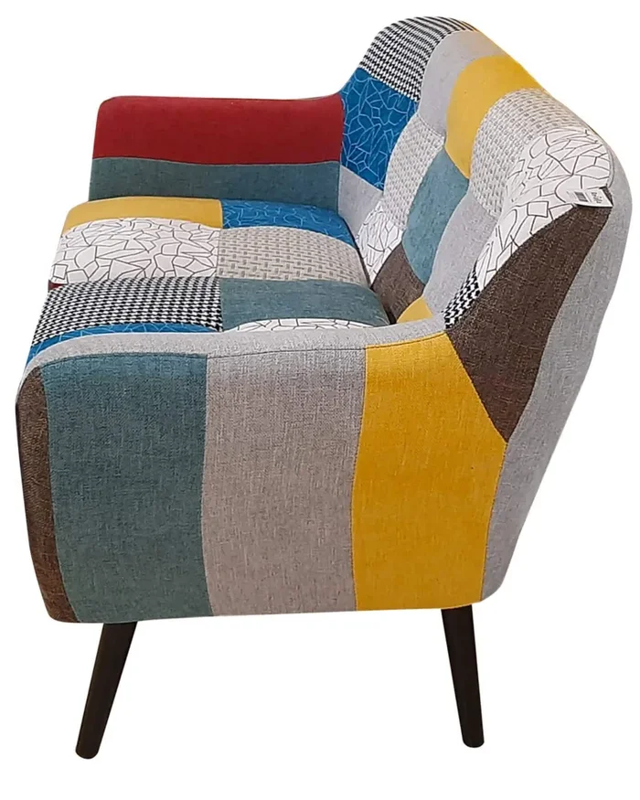 Divano 2 Posti 130x80x68 cm in Tessuto Patchwork Vendita calda - immagine 3