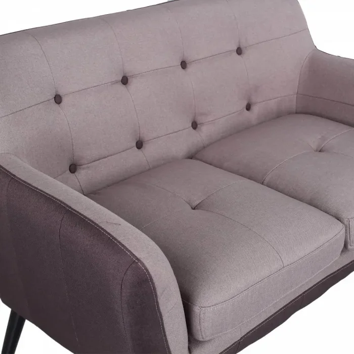 Divano 2 Posti 130x80x68 cm in Tessuto Tortora - immagine 3