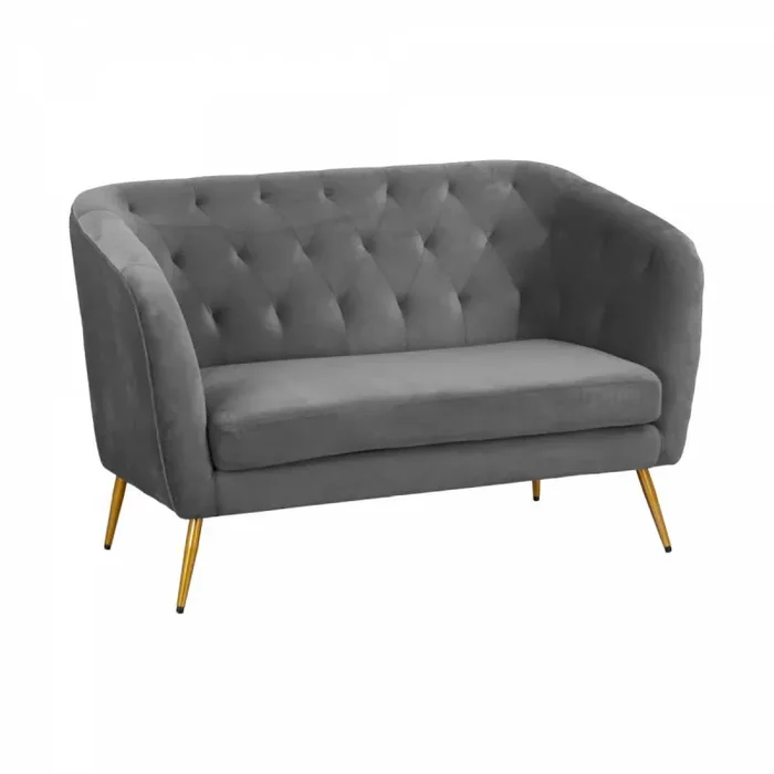 Divano 2 Posti 135×82 cm in Velluto Grigio - immagine 2