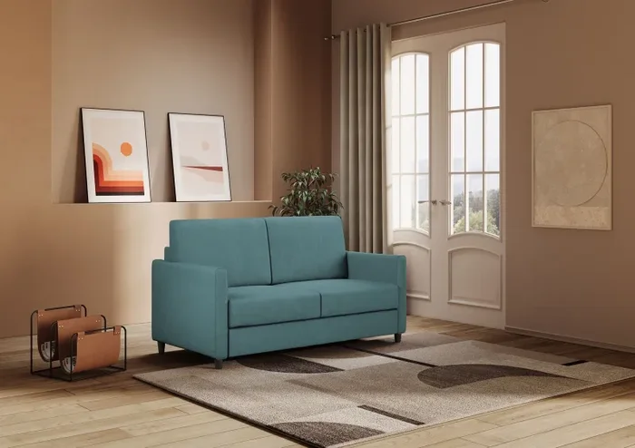 Divano 2 Posti 138x85x85 cm Karay in Tessuto Petrolio Online - immagine 3