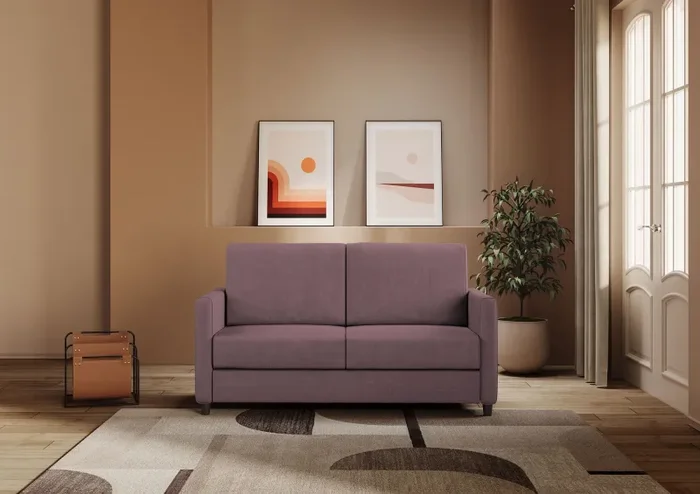 Divano 2 Posti 138x85x85 cm Karay in Tessuto Prugna - immagine 2