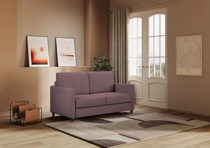 Divano 2 Posti 138x85x85 cm Karay in Tessuto Prugna - immagine 3