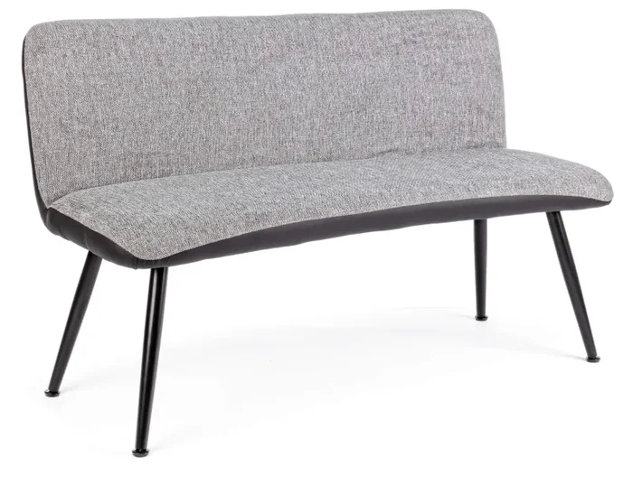 Divano 2 Posti 142x47x88 cm in Acciaio e Tessuto Louis Grigio