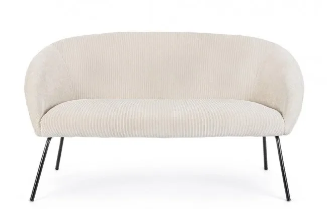 Divano 2 Posti 142x80x75 cm in Poliestere Effetto Velluto Bianco - immagine 3