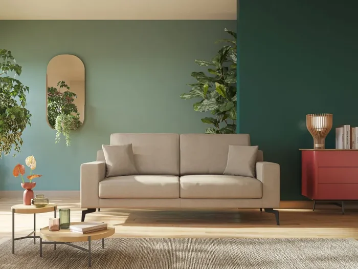 Divano 2 Posti 146x95x91 cm in Tessuto Nero - immagine 2