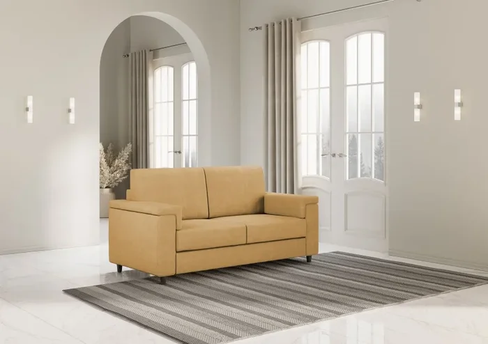 Divano 2 Posti 148x85x85 cm Marrak in Tessuto Ocra Online - immagine 3