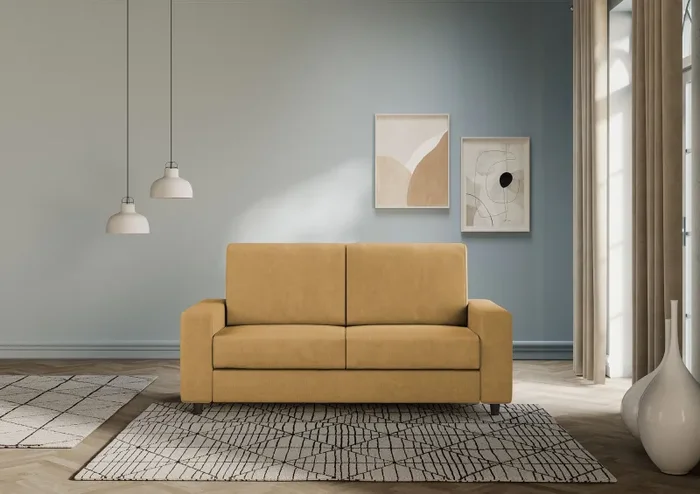 Divano 2 Posti 148x85x85 cm Sakar in Tessuto Ocra - immagine 2