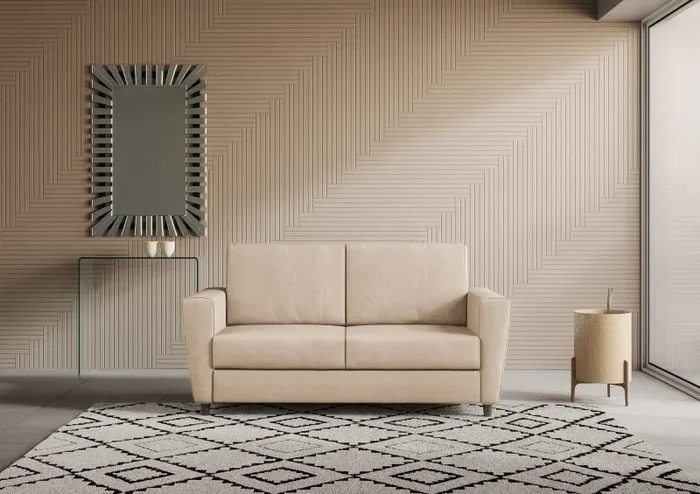 Divano 2 Posti 152x85x85 cm Yasel in Tessuto Beige - immagine 2