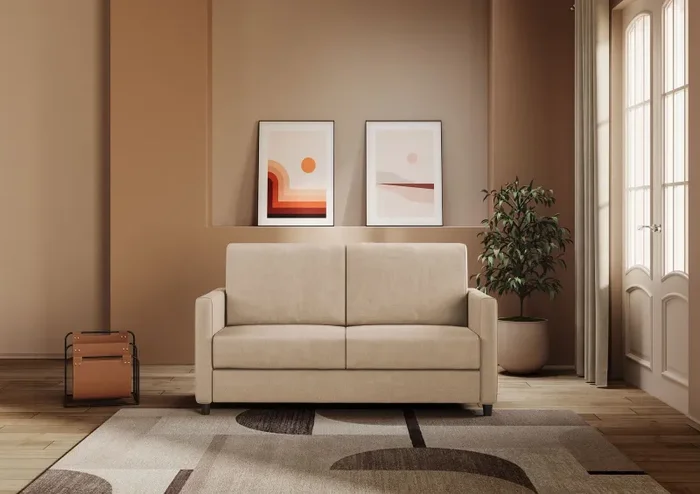 Divano 2 Posti 158x85x85 cm Karay in Tessuto Beige - immagine 2