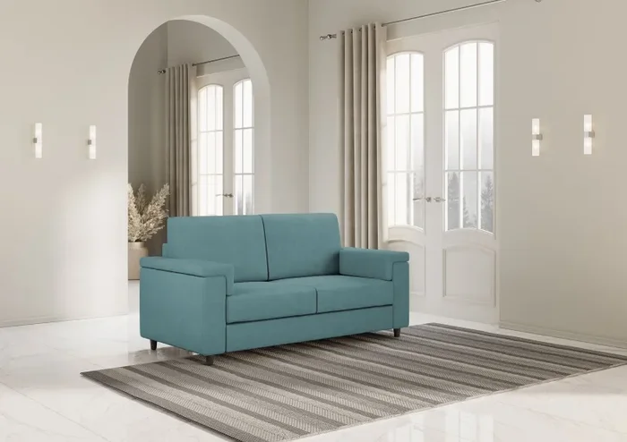 Divano 2 Posti 168x85x85 cm Marrak in Tessuto Petrolio - immagine 3