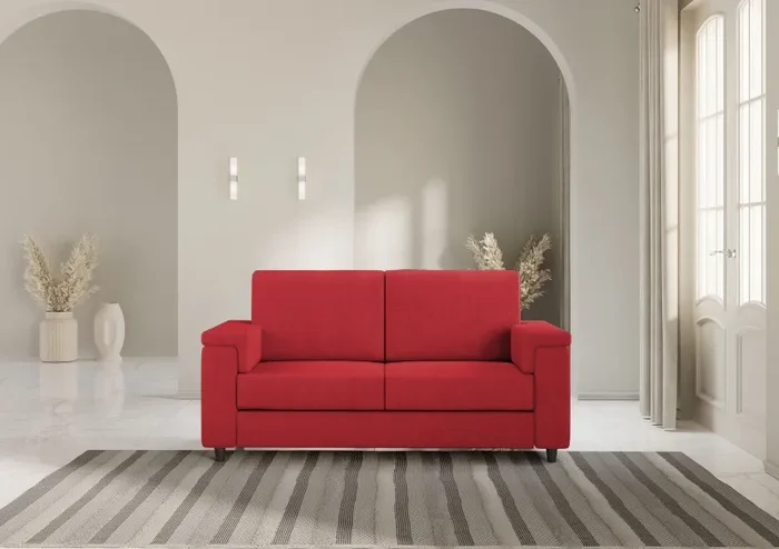 Divano 2 Posti 168x85x85 cm Marrak in Tessuto Rosso - immagine 2