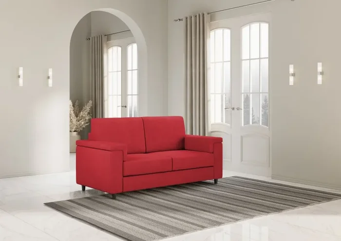 Divano 2 Posti 168x85x85 cm Marrak in Tessuto Rosso - immagine 3