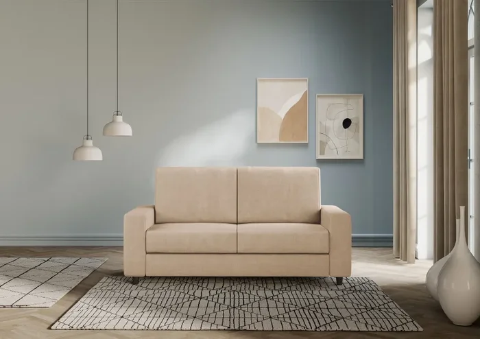 Divano 2 Posti 168x85x85 cm Sakar in Tessuto Beige - immagine 2