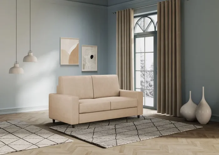 Divano 2 Posti 168x85x85 cm Sakar in Tessuto Beige - immagine 3