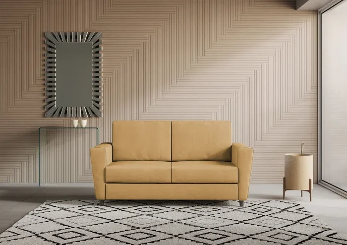 Divano 2 Posti 172x85x85 cm Yasel in Tessuto Ocra - immagine 2