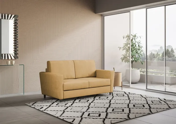 Divano 2 Posti 172x85x85 cm Yasel in Tessuto Ocra - immagine 3