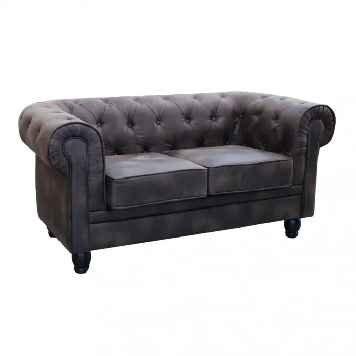 Divano 2 Posti Chesterfield 152x74x82 h cm in Similpelle Marrone
