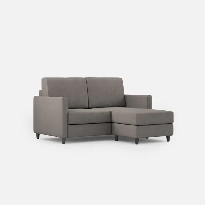 Divano 2 Posti con Pouf 138x155x85 cm Karay in Tessuto Grigio Online