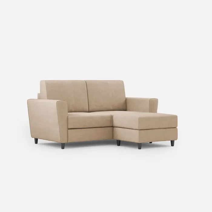 Divano 2 Posti con Pouf 152x155x85 cm Yasel in Tessuto Beige Vendita calda online