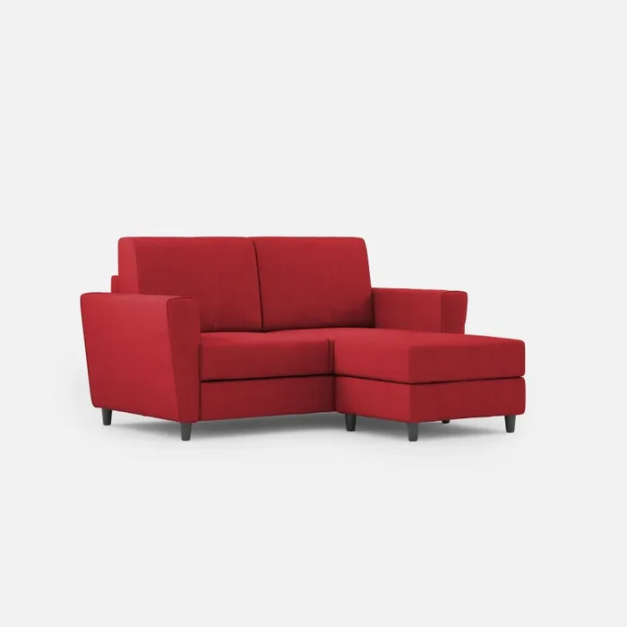 Divano 2 Posti con Pouf 172x145x85 cm Yasel in Tessuto Rosso Vendita calda online