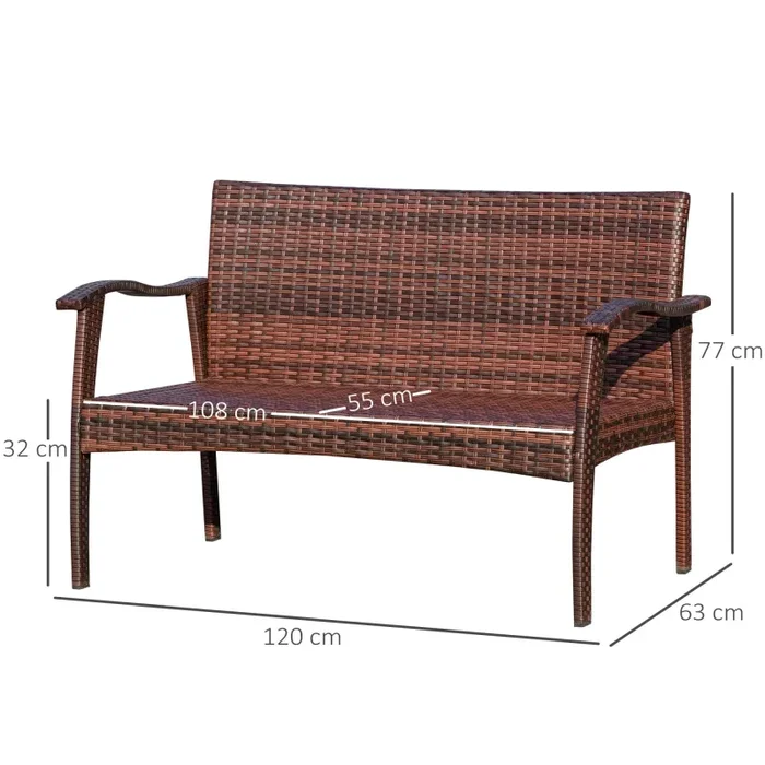 Divano 2 Posti da Giardino 120x63x77 cm in Rattan con Cuscini Marrone e Cachi Vendita calda - immagine 3