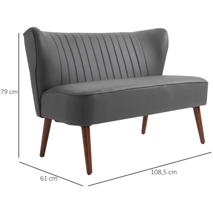 Divano 2 Posti in Similpelle 108,5x61x79 cm Grigio Sconti - immagine 3