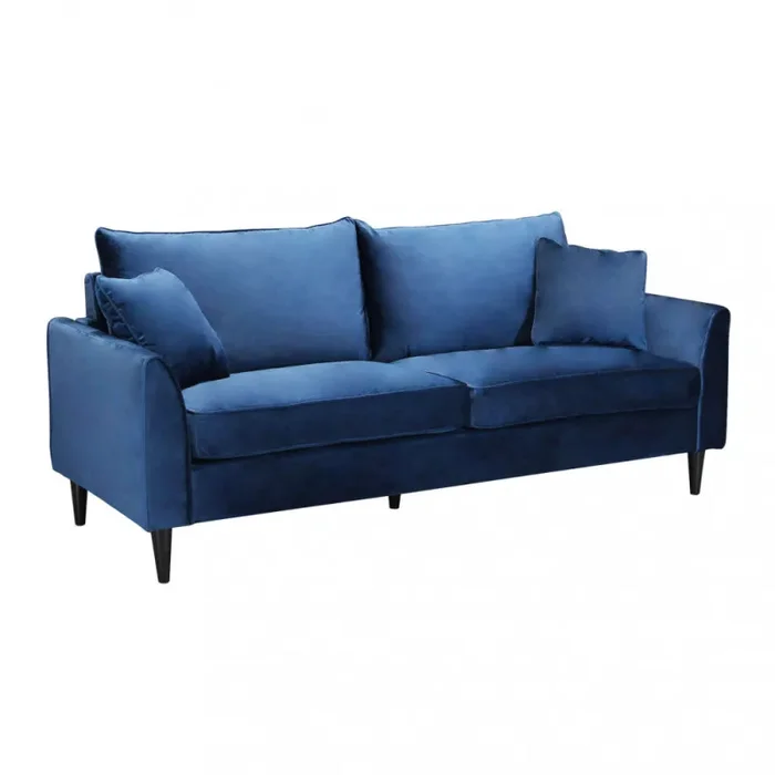 Divano 3 P Chandler 196x81x89 h cm in Velluto Blu Sconti