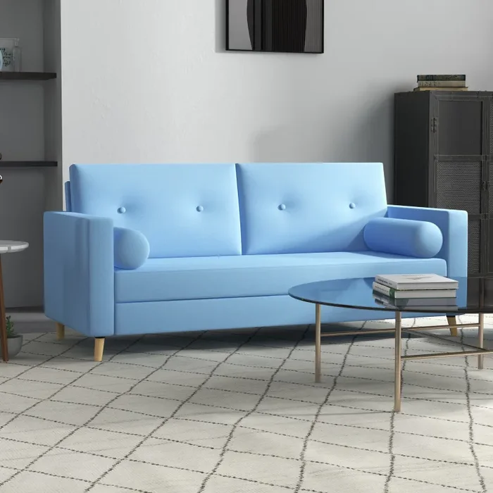 Divano 3 Posti 180x81x83 cm in Tessuto Azzurro - immagine 2