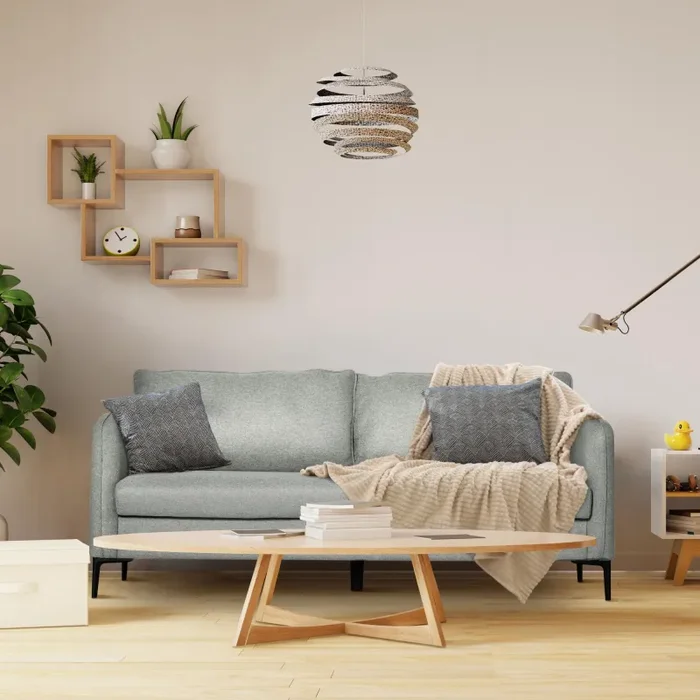 Divano 3 Posti 193x78x71 cm in Tessuto Poliestere Grigio - immagine 2