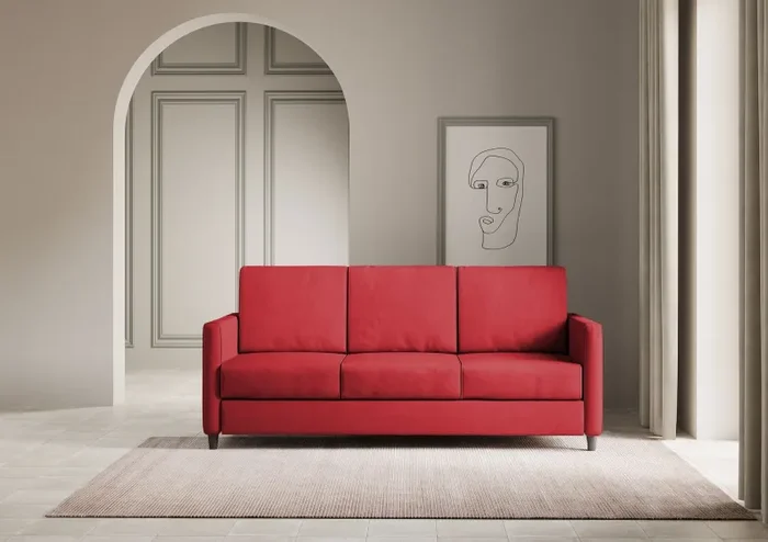 Divano 3 Posti 198x85x85 cm Karay in Tessuto Rosso Vendita calda - immagine 2