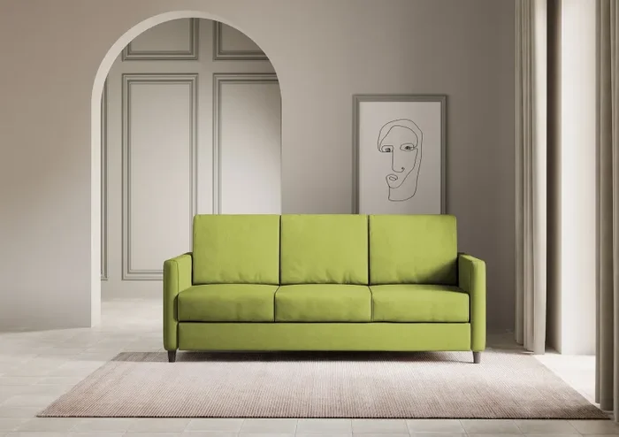 Divano 3 Posti 198x85x85 cm Karay in Tessuto Verde - immagine 2