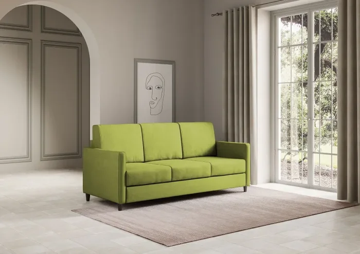 Divano 3 Posti 198x85x85 cm Karay in Tessuto Verde - immagine 3