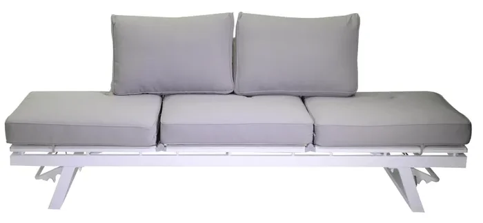 Divano 3 Posti 199,5x77x65,5 cm in Alluminio con Cuscini Grigi Saldi - immagine 2