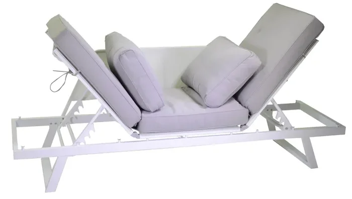 Divano 3 Posti 199,5x77x65,5 cm in Alluminio con Cuscini Grigi Saldi - immagine 3