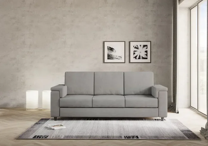 Divano 3 Posti 208x85x85 cm Marrak in Tessuto Grigio - immagine 2