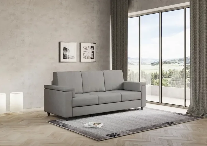 Divano 3 Posti 208x85x85 cm Marrak in Tessuto Grigio - immagine 3