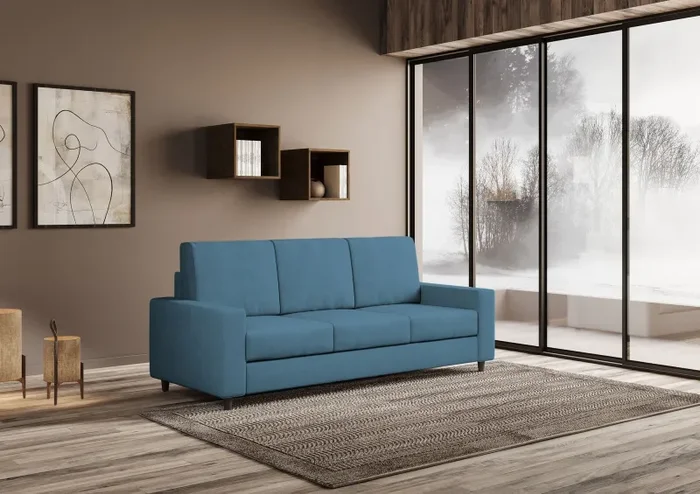 Divano 3 Posti 208x85x85 cm Sakar in Tessuto Avio - immagine 3