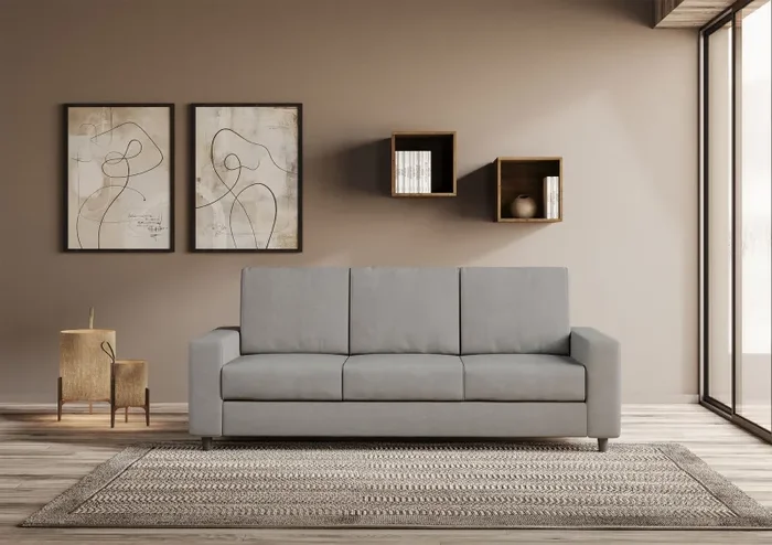Divano 3 Posti 208x85x85 cm Sakar in Tessuto Grigio - immagine 2