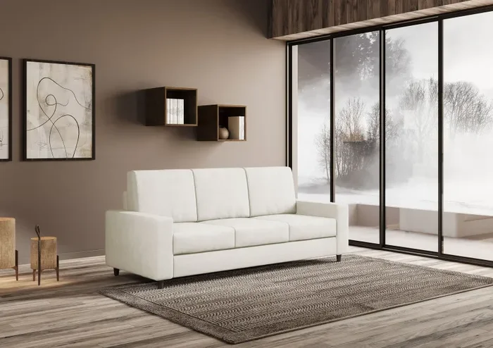 Divano 3 Posti 208x85x85 cm Sakar in Tessuto Latte - immagine 3