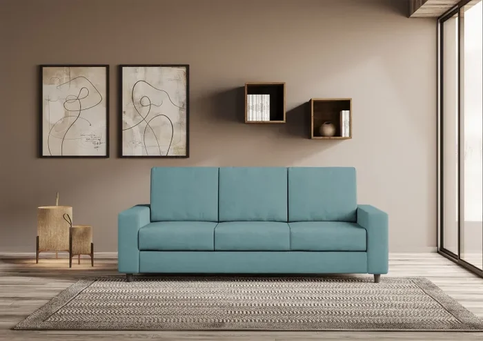 Divano 3 Posti 208x85x85 cm Sakar in Tessuto Petrolio - immagine 2