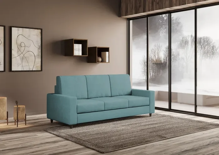 Divano 3 Posti 208x85x85 cm Sakar in Tessuto Petrolio - immagine 3