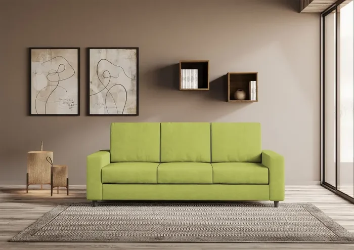 Divano 3 Posti 208x85x85 cm Sakar in Tessuto Verde - immagine 2