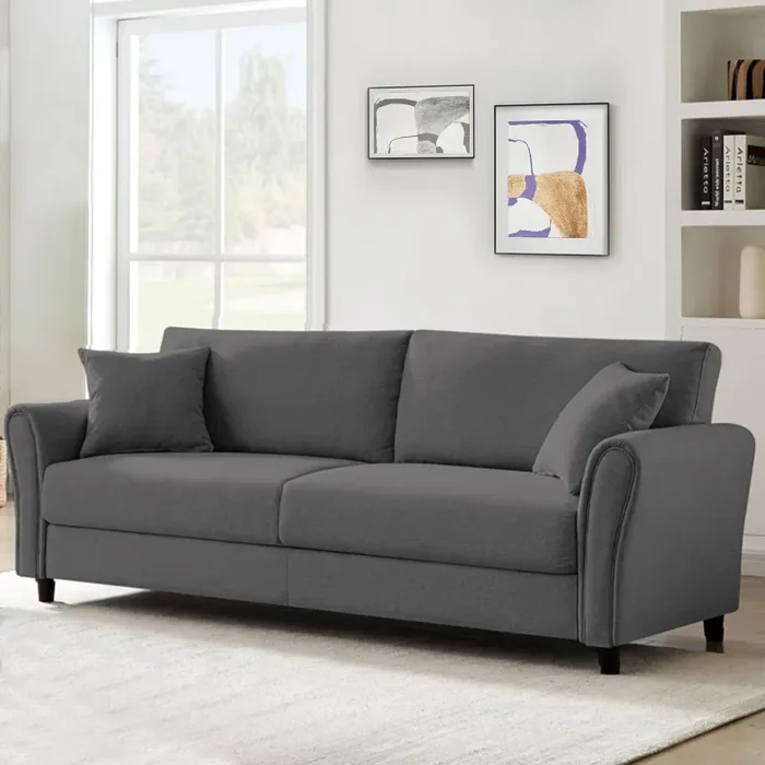 Divano 3 Posti 212x75x87 cm in Tessuto Grigio Scuro Premium Sofa - immagine 2