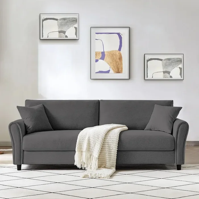 Divano 3 Posti 212x75x87 cm in Tessuto Grigio Scuro Premium Sofa - immagine 3