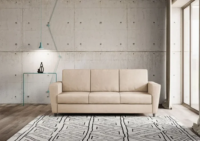 Divano 3 Posti 212x85x85 cm Yasel in Tessuto Beige - immagine 2