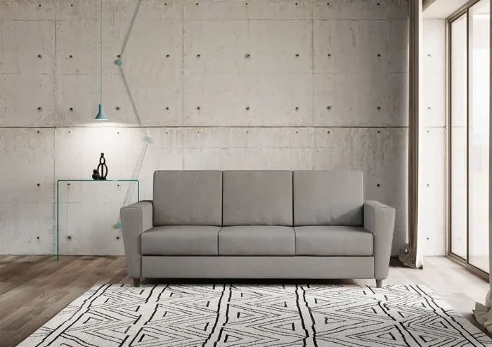 Divano 3 Posti 212x85x85 cm Yasel in Tessuto Grigio - immagine 2