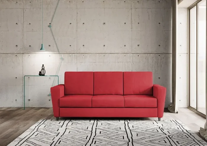 Divano 3 Posti 212x85x85 cm Yasel in Tessuto Rosso Vendita calda online - immagine 2