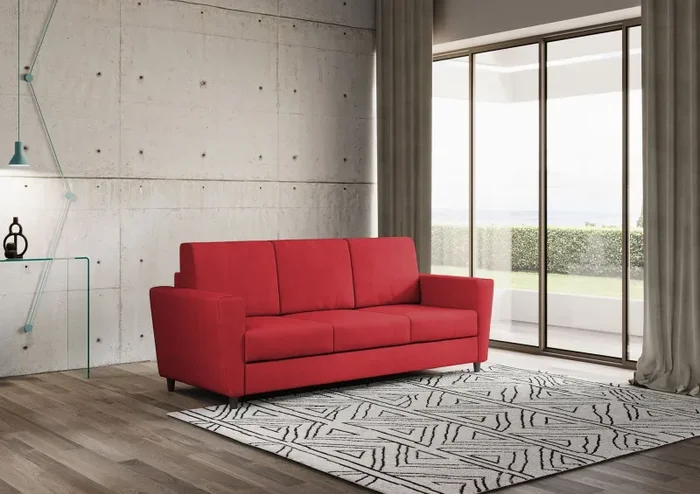 Divano 3 Posti 212x85x85 cm Yasel in Tessuto Rosso Vendita calda online - immagine 3