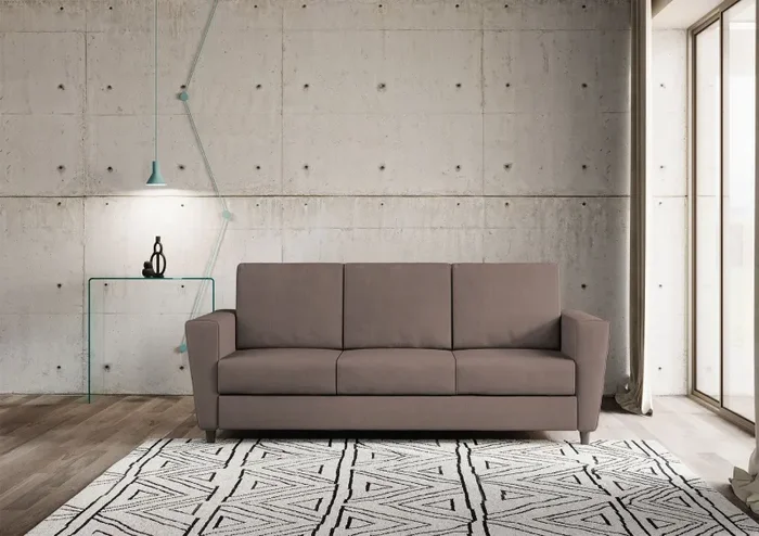 Divano 3 Posti 212x85x85 cm Yasel in Tessuto Talpa - immagine 2